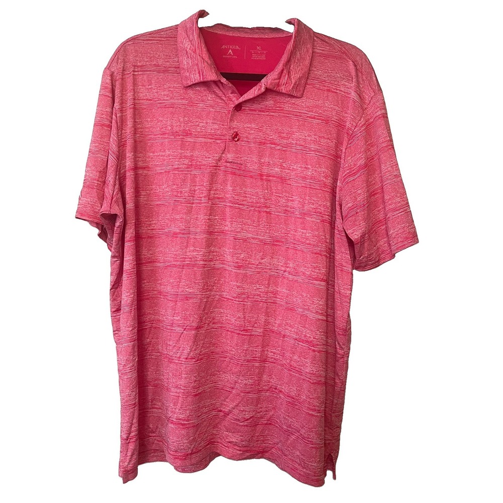 Antigua Golf Polo Shirt Desert Dry Pink Striped Grey Men's Size XL
